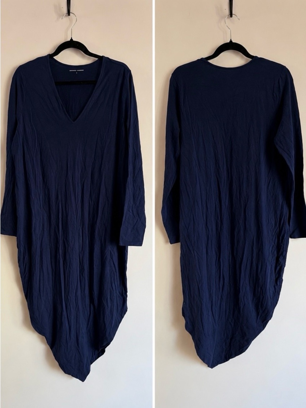 Navy V-Neck Long Sleeve Universal Standard Small Assemetrical Dress